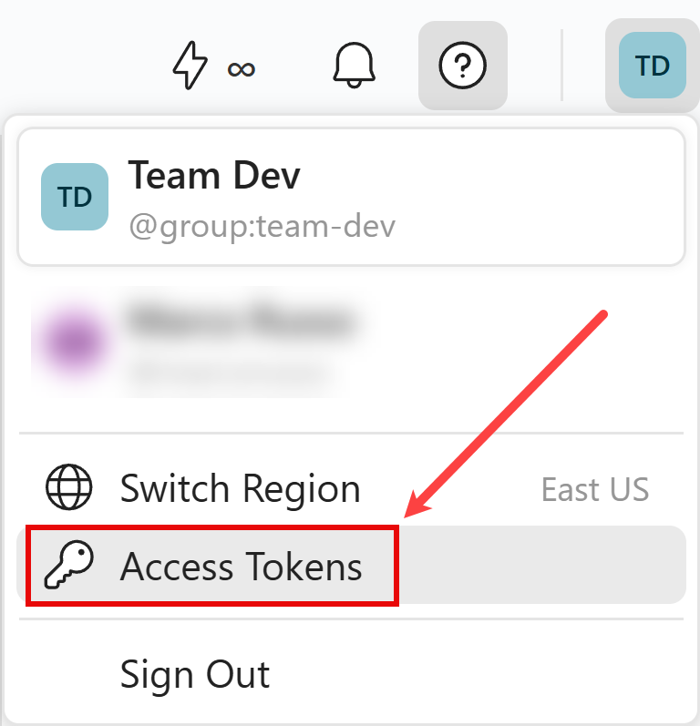 Access Tokens menu