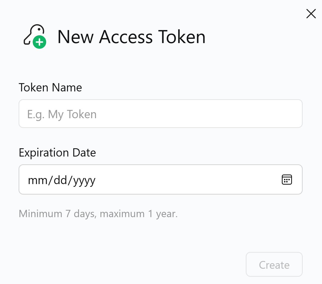 Access Tokens menu