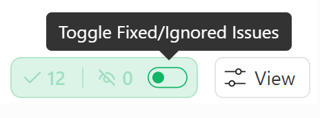 Managing the fixed/ignored issue toggle in DAX Optimizer